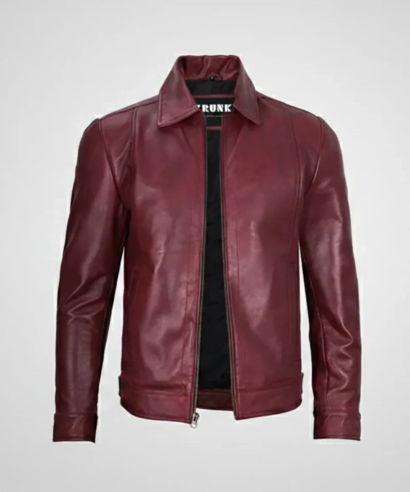 Men's Reeves Harrington Real Maroon Leather Jacket