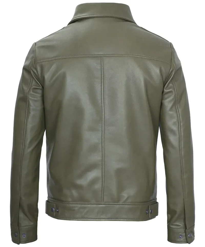 mens green harrington leather jacket