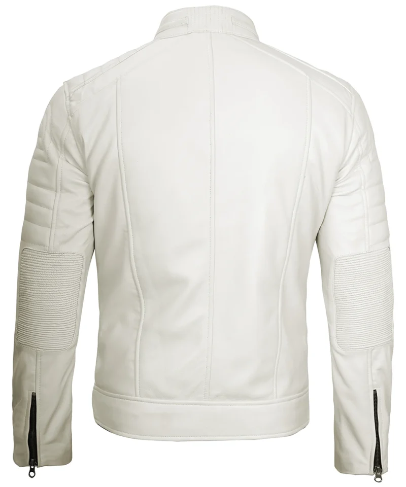 mens white leather cafe racer