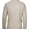 Men's Beige Leather Blazer Jacket
