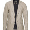 Men's Beige Real Leather Blazer Jacket