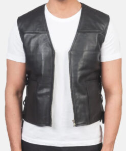 Men's Black Leather Vest