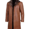 Men's Dark Brown Cognac Leather Shearling Coat