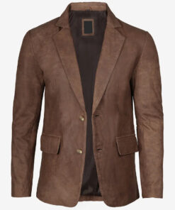 Men's Lambskin Snuff Brown Leather Blazer