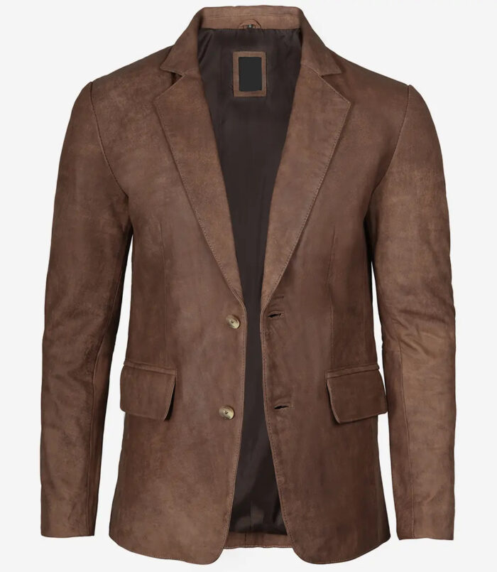 Men's Lambskin Snuff Brown Leather Blazer