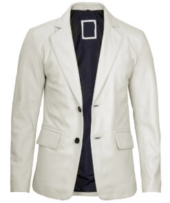 Men's Off White Real Leather Blazer