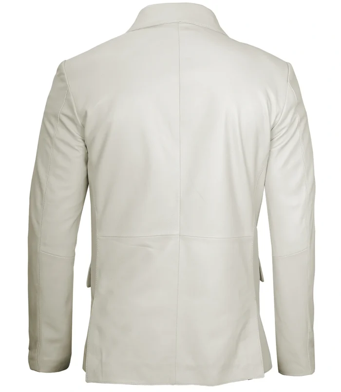 Men's Off White Real Leather Blazer Jacket