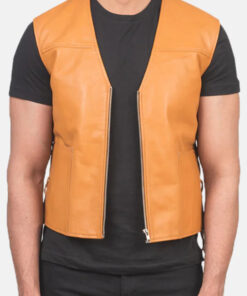 Men's Tan Brown Leather Vest