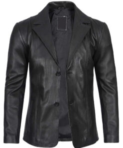 Surrey Men's Black Leather Blazer