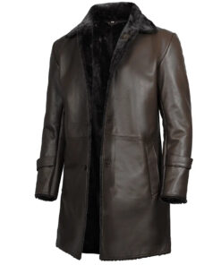 Men's Dark Brown Real Leather Shearling Coat