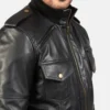 Men's Agent Shadow Black Leather Bomber Jacket