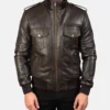 Men's Agent Shadow Brown Leather Bomber Jacket