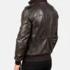 Men's Brown Agent Shadow Leather Bomber Jacket