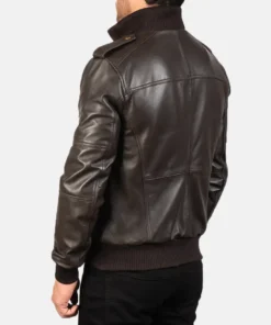 Men's Brown Agent Shadow Leather Bomber Jacket