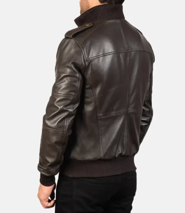 Men's Brown Agent Shadow Leather Bomber Jacket