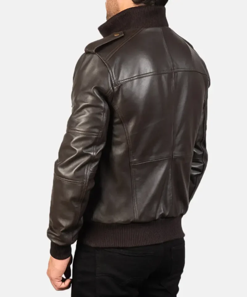 Men's Brown Agent Shadow Leather Bomber Jacket