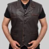 Men's Calin Dark Brown Vintage Leather Vest