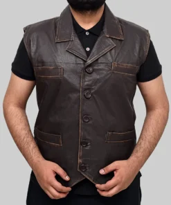 Men's Calin Dark Brown Vintage Leather Vest