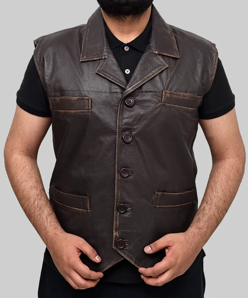 Men's Calin Dark Brown Vintage Leather Vest