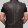 Men's Dark Brown Calin  Vintage Leather Vest