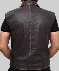 Men's Dark Brown Calin  Vintage Leather Vest