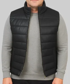 Men’s Christopher Black Puffer Leather Vest