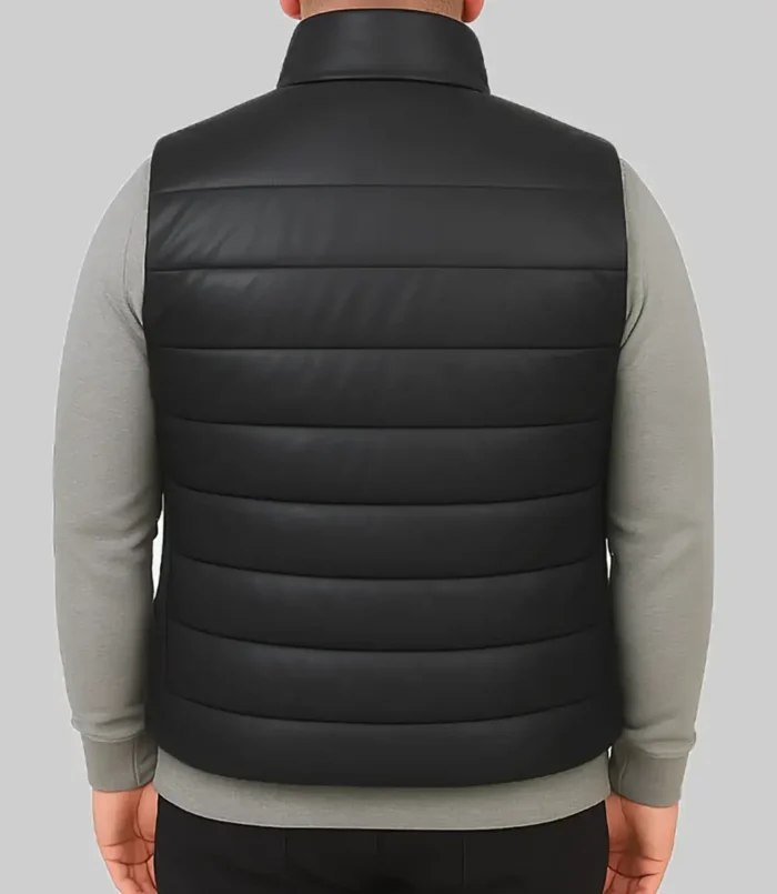 Men’s Black Christopher Puffer Leather Vest