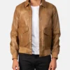 Men's Coffmen Olive Brown A2 Leather Bomber Jacket