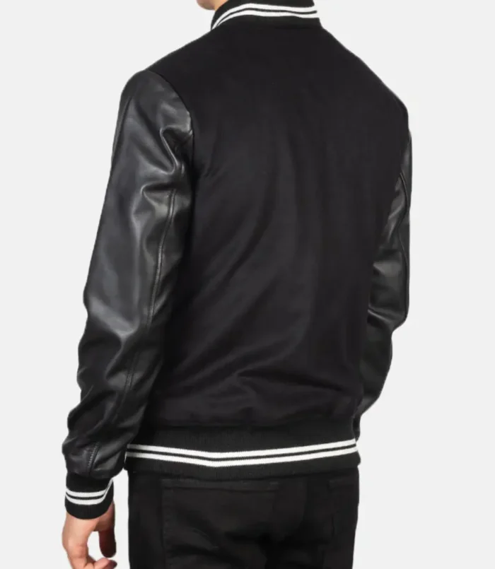 Men's Harrison Hybrid Black Varsity Jacket