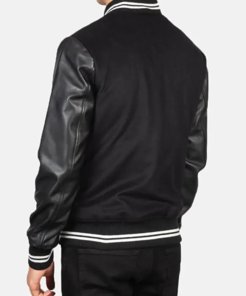 Men's Harrison Hybrid Black Varsity Jacket