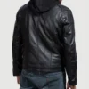 Men's Black Highschool Hooded Leather Jacket