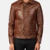 Men’s Avan Black & Maroon Leather Bomber Jacket