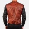 Men's Leather Avan Black & Maroon Bomber Jacket