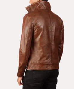 Men's Leather Columbus Brown Bomber Jacket