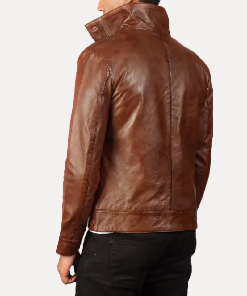 Men's Leather Columbus Brown Bomber Jacket