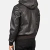 Men's Brown Nintenzo Hooded Leather Bomber Jacket