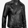Men's Negan Black Asymmetrical Belted Biker Leather Jacket