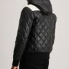 Men's Black Norman Hooded Bomber Leather Puffer Jacket