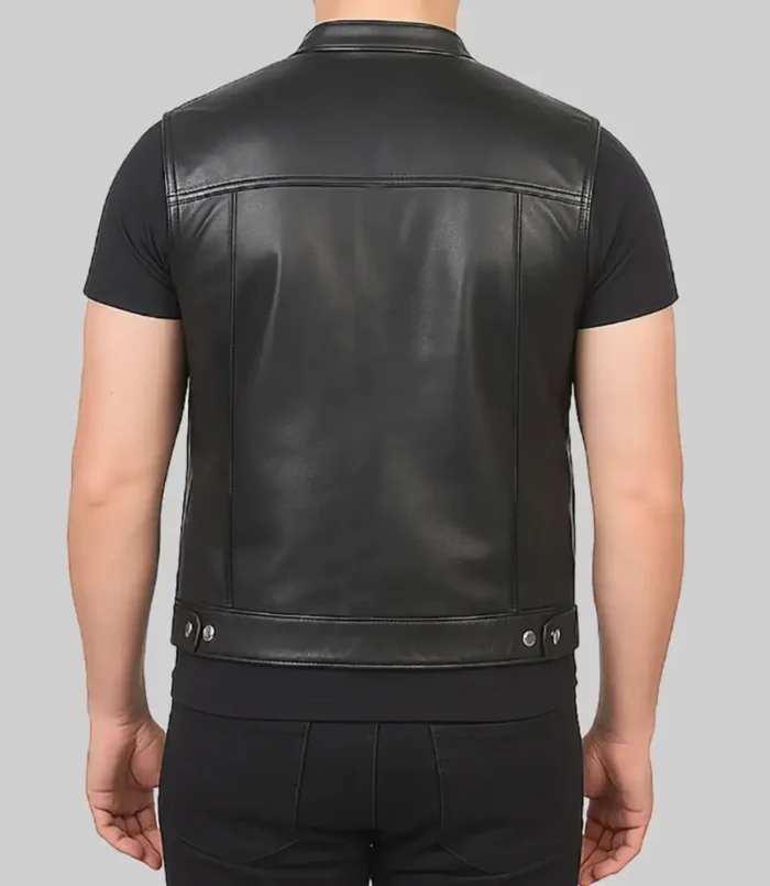 Men's Black Parker Men’s Biker Style Leather Vest