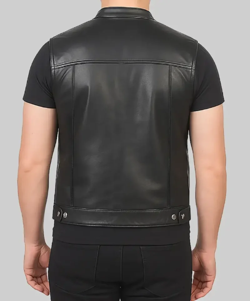 Men's Black Parker Men’s Biker Style Leather Vest