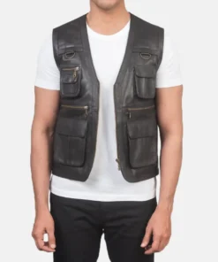 Men's Safari Brown Leather Vest