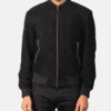 Men's Shane Black Suede Bomber Jacket