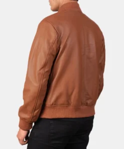 Men's Brown Shane Leather Bomber Jacket