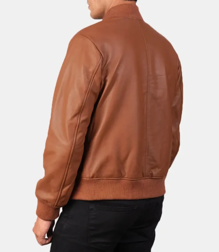 Men's Brown Shane Leather Bomber Jacket