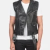 Men's Sullivan Black Leather Biker Vest