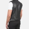 Men's Black Sullivan Leather Biker Vest