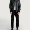 Men's Sven Black Leather Bomber Jacket