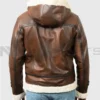 Men’s Brown Theodore Hooded B-3 Bomber Leather Jacket