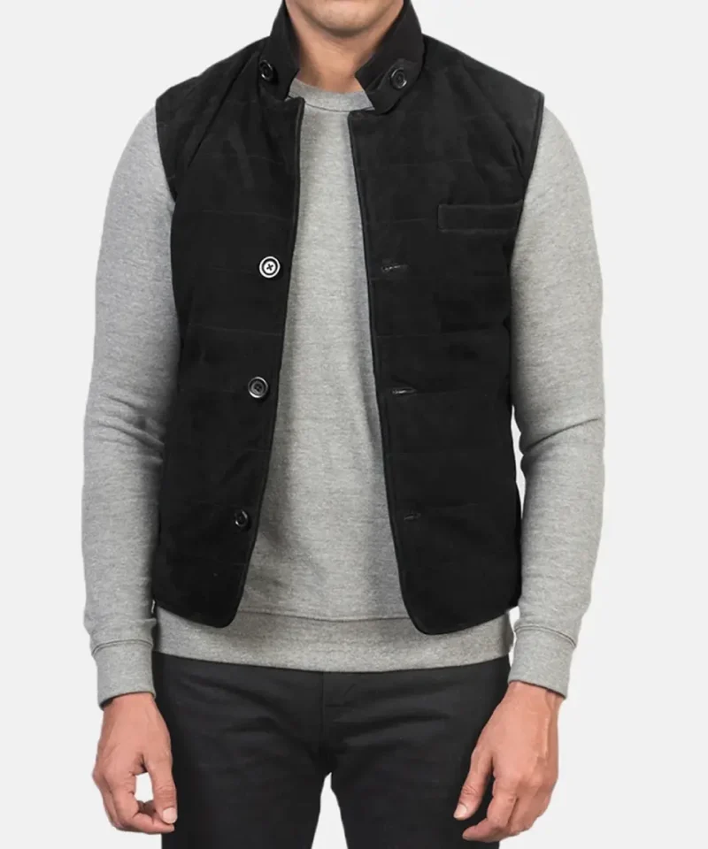Men's Tony Black Suede Vest