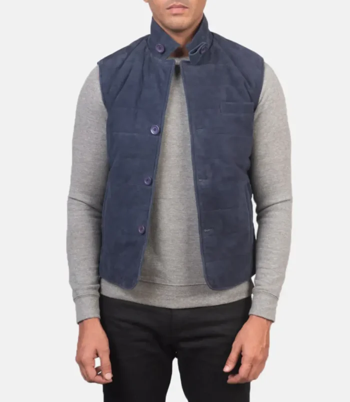 Men's Tony Blue Suede Vest